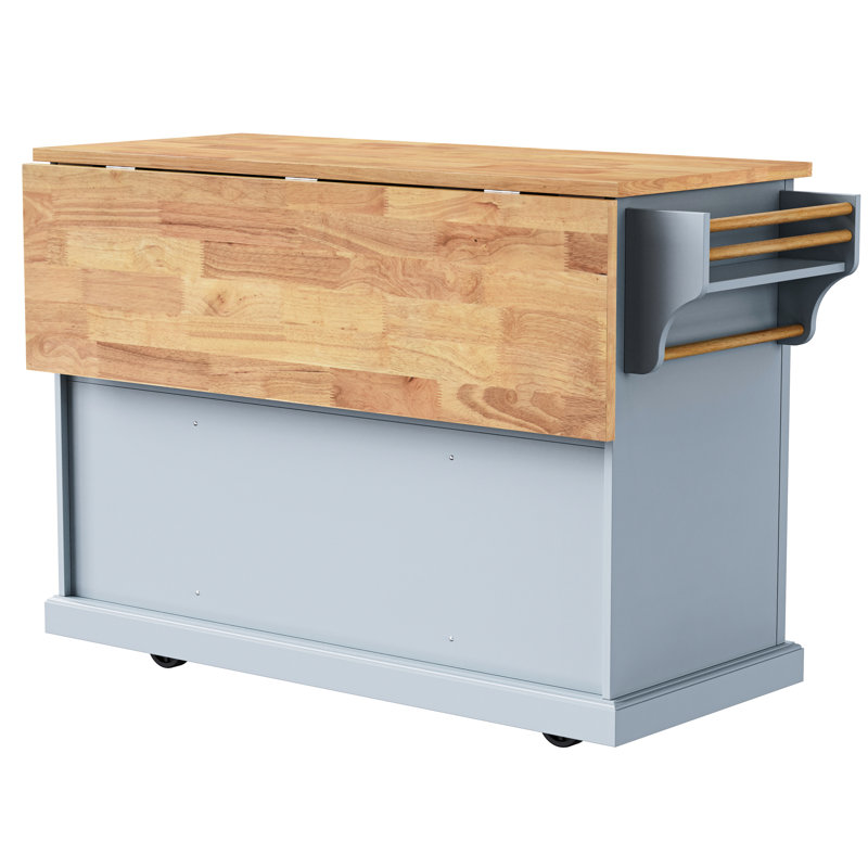 Îlot de 54 pouces gris bleu avec bordures rétro, Grey