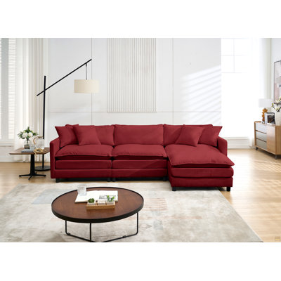 108-Inch L-Shaped Modular Frame Chenille Fabric Sofa