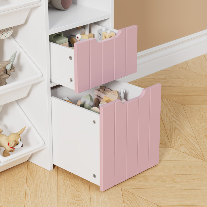 Bookcase with toys Organizer, 3 Removable Drawers, Pink