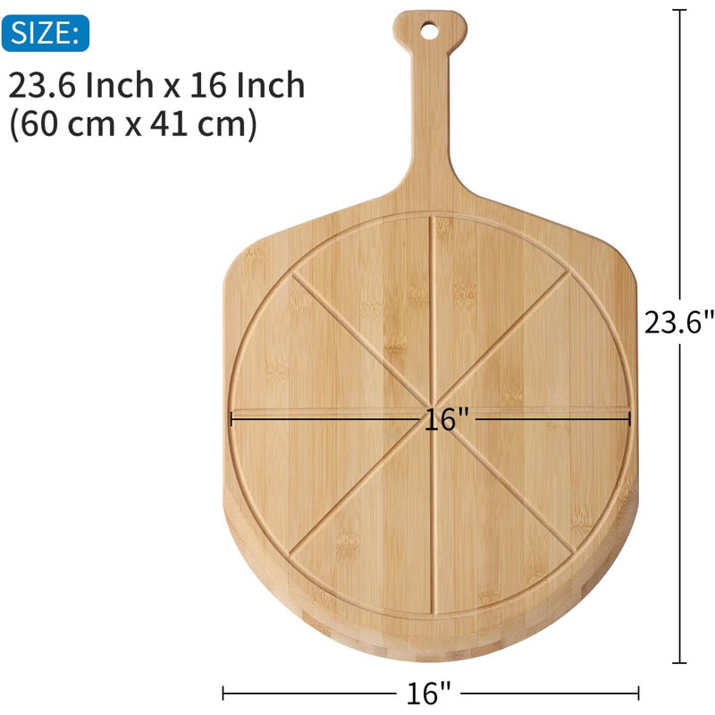 Pelle à pizza en bambou 16 po - Palette légère en bois lisse