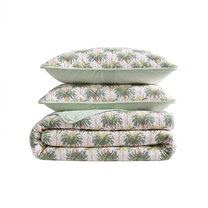 Quilt, Queen Quilt + 2 Standard Shams, Green Striped