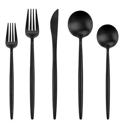 30-Piece Black Stainless Steel Flatware Set For 6 - Modern Design, Rust Resistant, Dishwasher Safe, Perfect For Daily Use And Parties