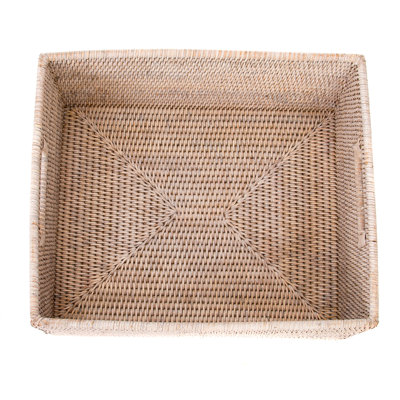 Rattan Rectangular Basket with Cutout Handles
