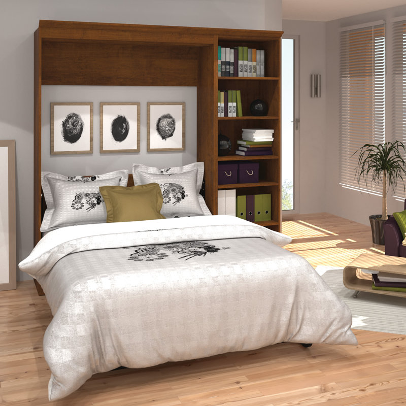Lit escamotable avec rangement Alvaretta, Blanc, Double