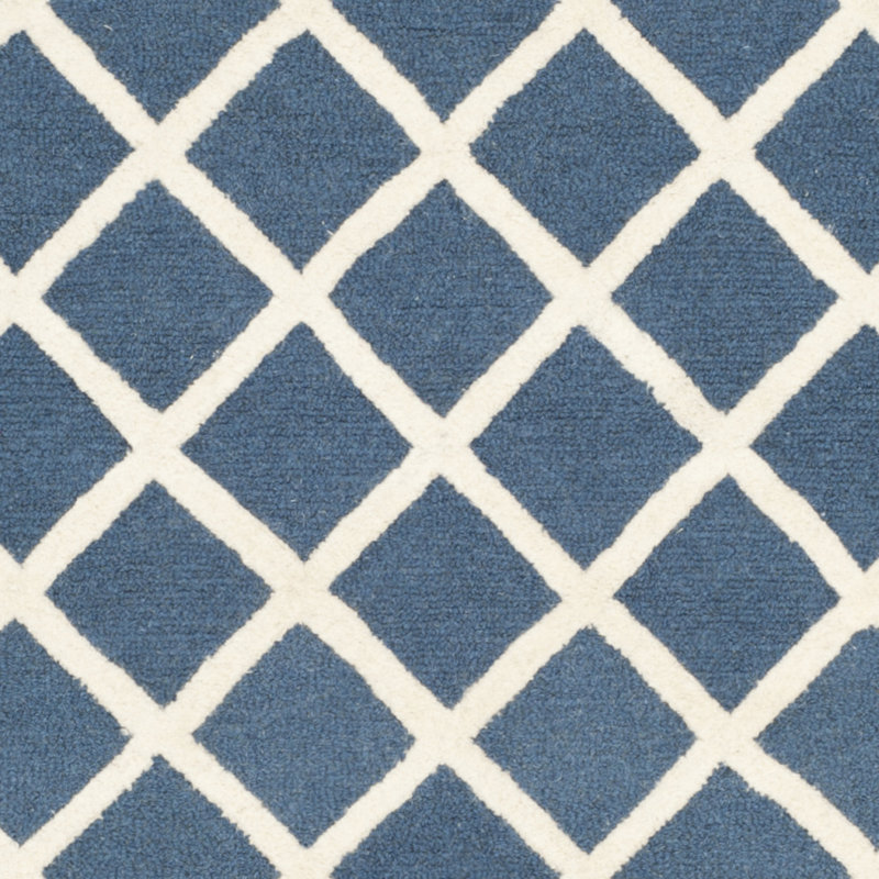 Tapis bleu marine / ivoire en laine Sanyla, Rectangle 9 pi x 12 pi