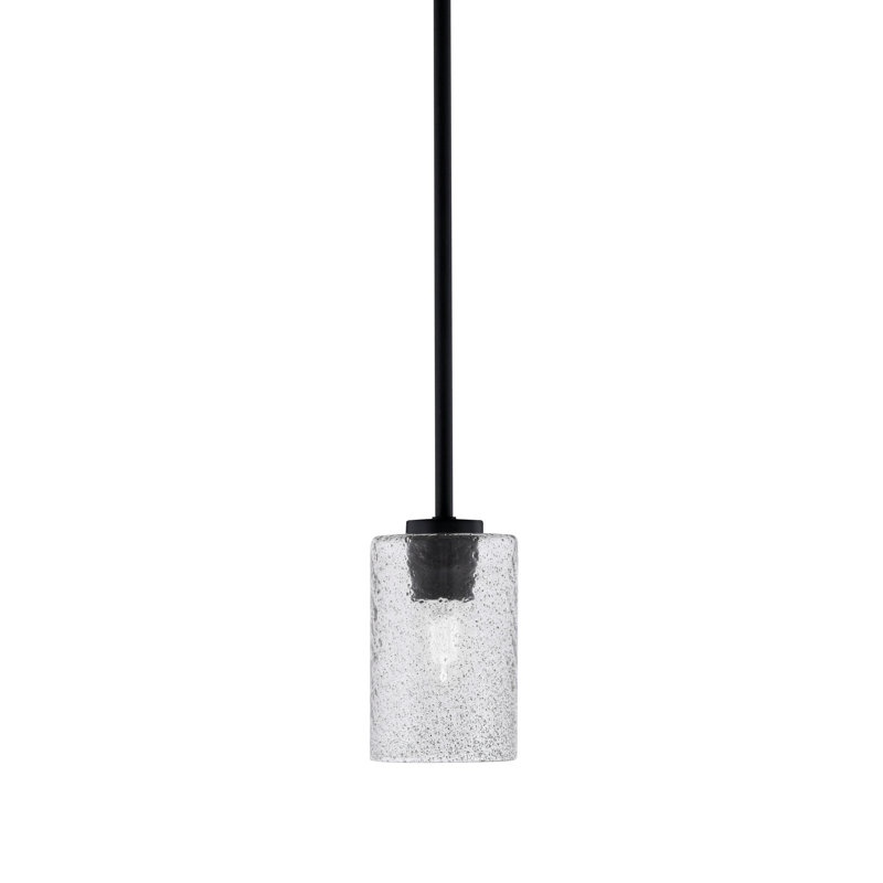Mini-luminaire suspendu Dayberry avec verre à bulles de 4 po, Verre à bulles fumé, Noir mat
