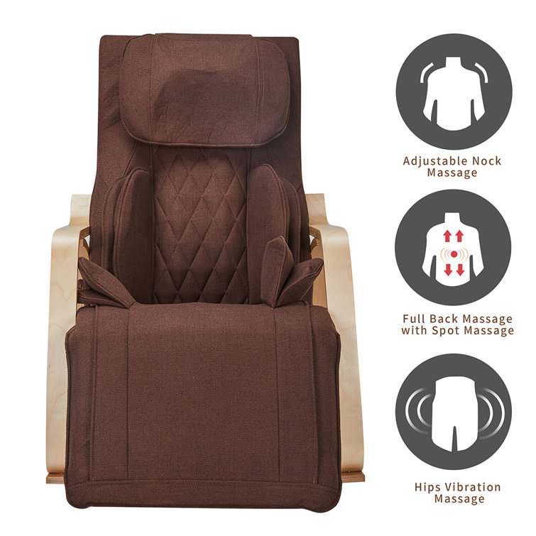 Multifunctional Massage Rocking Chair, Leather Lounge Chair with Heat, Vibration Function, Comfy Glider Rocker with Adjustable Footrest, Electric Mass