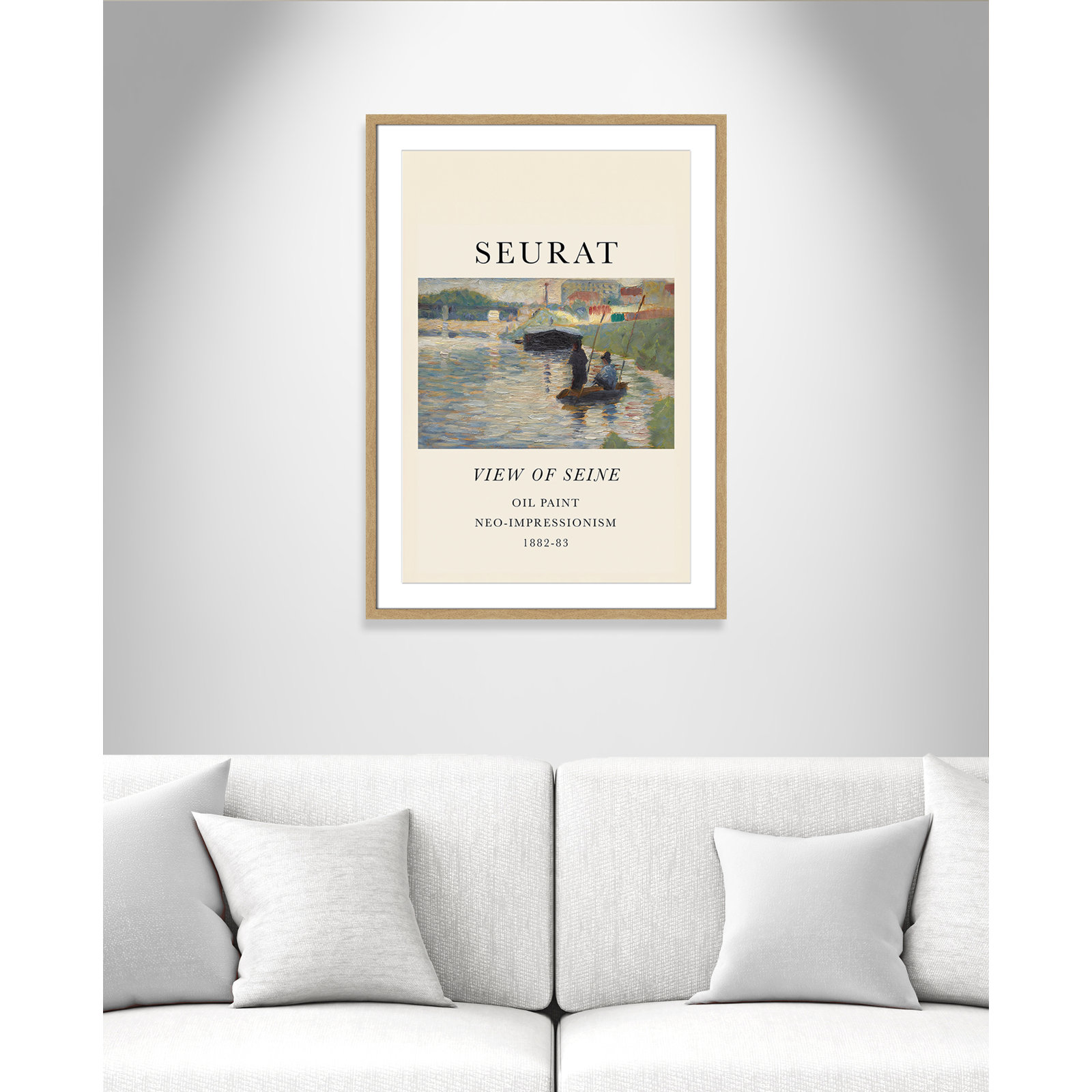View Of Seine by Georges Seurat, Yes, 35.5" H x 25.5" W x 1.25" D, Natural Single Picture Frame