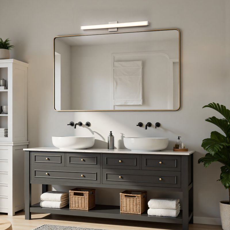 29.75” Brushed Nickel Led Vanity Bar Light Indoor Wall Sconce With Acrylic Shade, 29.75" Width , Brushed Nickel, 20 W