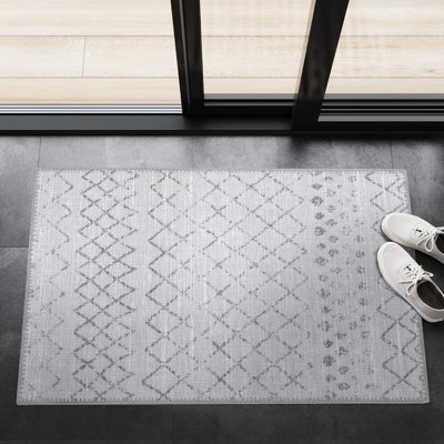 Collection contemporaine GLN Rugs - tapis moderne lavable à la machine, tapis contemporain lavable, tapis antidérapant, tapis de salon abstrait, tapis de chambre à coucher, tapis de salle de bain (tapis gris)