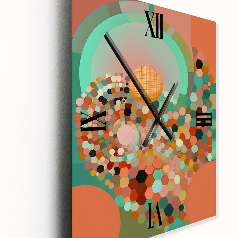 Crystalline Consciousness In Retro Tones - Horloge murale moderne géométrique, H 32 po x l 24 po x P 1 po
