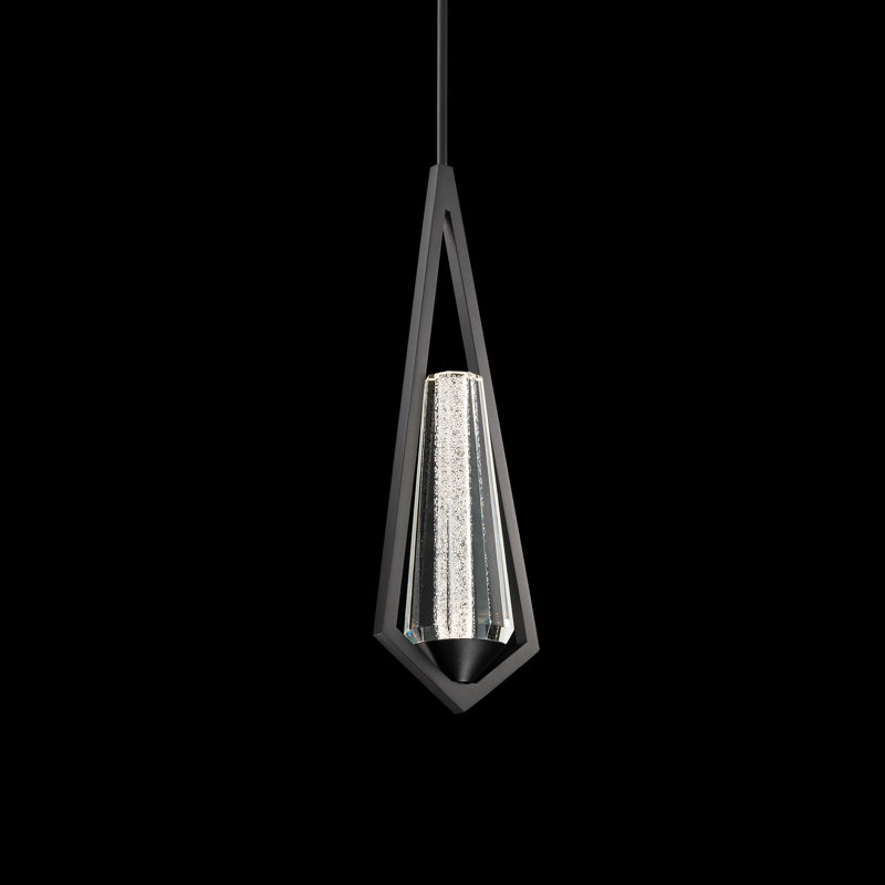 Devotion LED Crystal Mini Pendant With 3-CCT Color Temperature Selectable Switch (3000K-3500K-4000K), Black