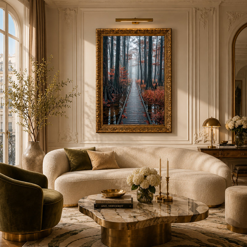 Art mural sur toile Misty Cypress Forest, H 24 po x l 16 po