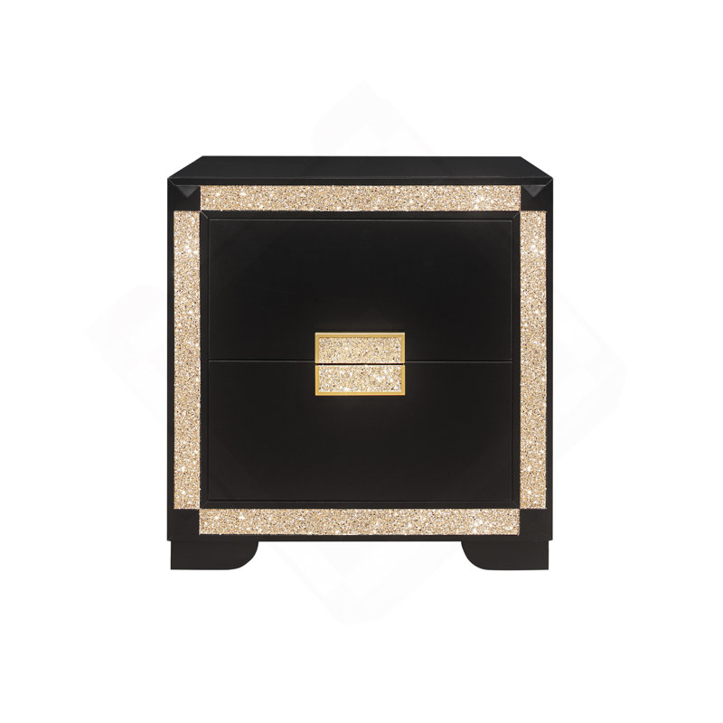 Noir vivant / or table de chevet