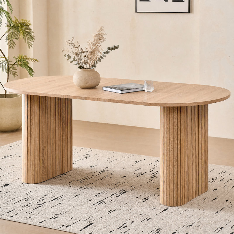 70.8" Oval Dining Table for 4, Modern Farmhouse Wood Kitchen Table for 6, Rustic Large Dinner Table for Dining Reception Room