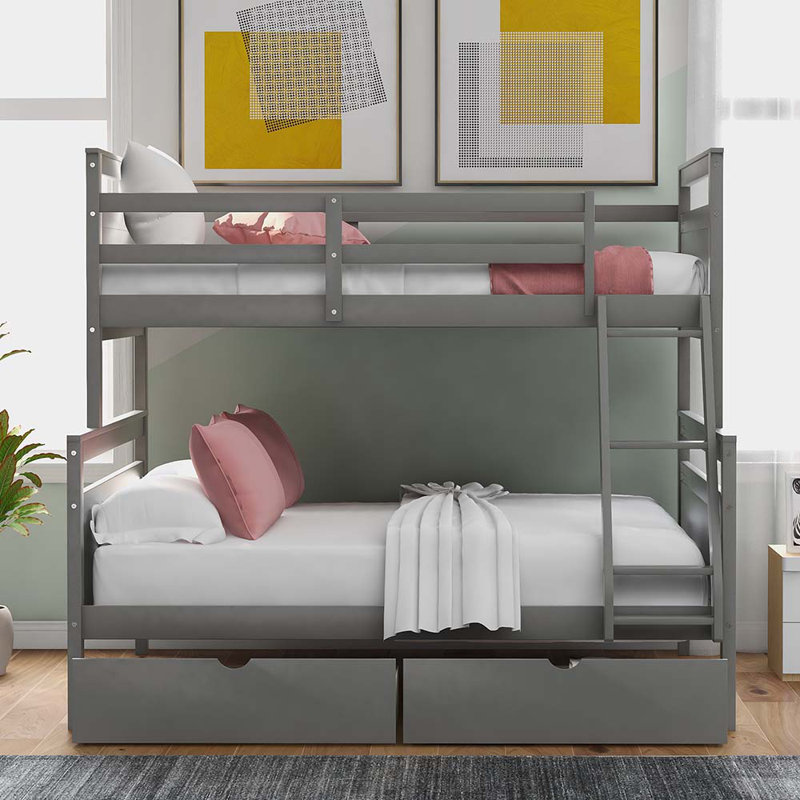 Fricks Kids Full Over Full Bunk Bed, Gray