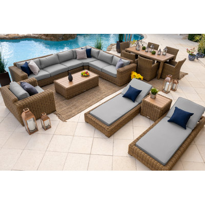Malmo Collection In Gray 14 - Person Modular Patio Conversation Set with Cushions