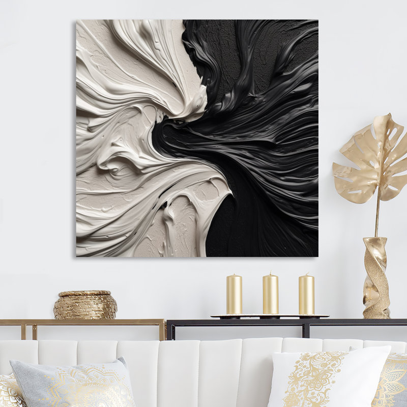 Emalia Emalia noir blanc marbré Dreamscape III, H 16 po x l 16 po x P 1 po