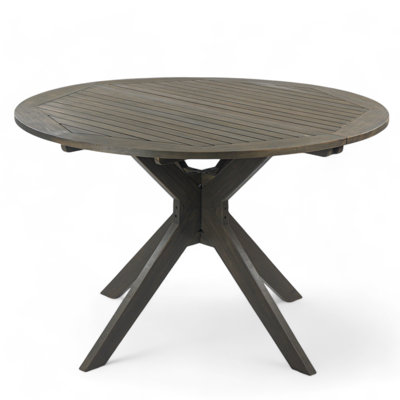 Renaud 47.25" W Solid Acacia Wood Round Outdoor Dining Table