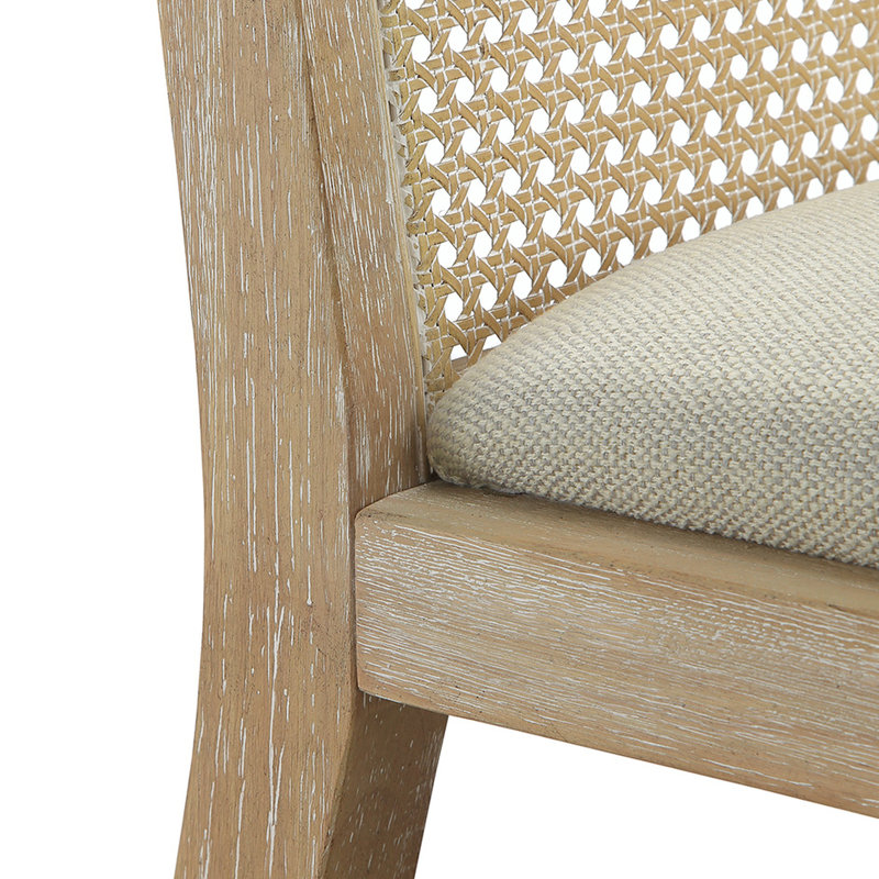 Chaise de salle à manger (2 pièces) - Structure en bois massif, dossier en canne synthétique, siège rembourré avec coussin, assemblage requis et outils fournis 2, fournis