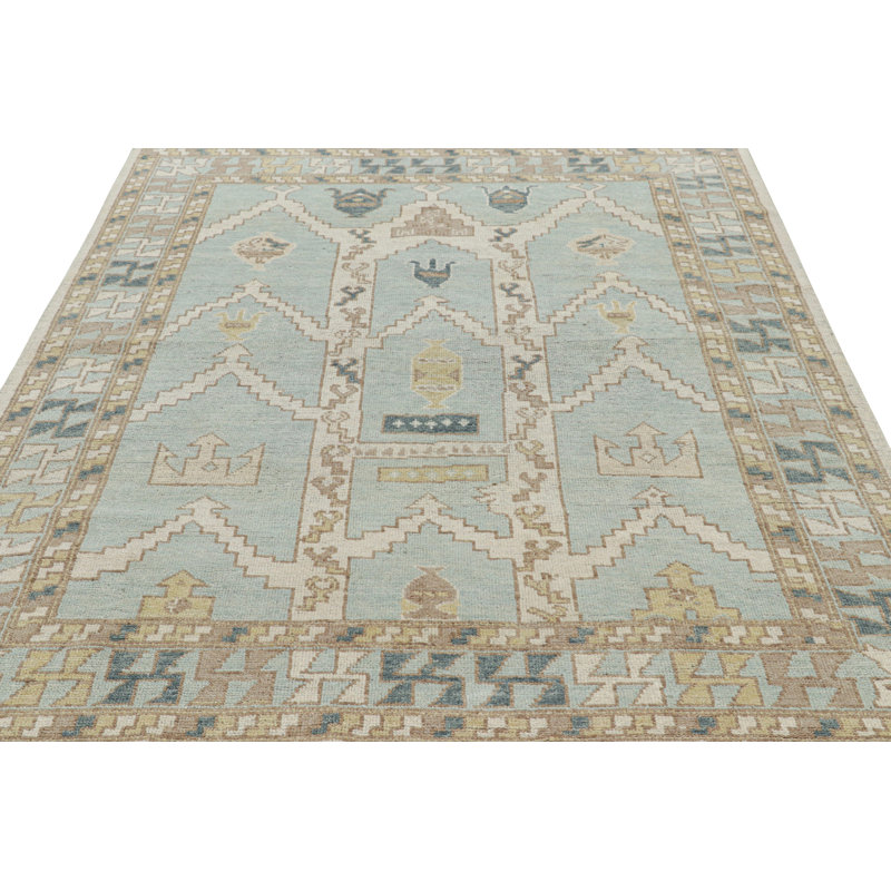 Burano Hand Knotted Wool Geometric Area Rug, Rectangle 6' x 9'