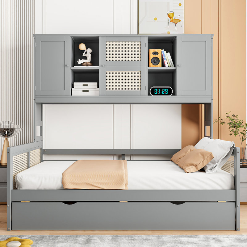 Daybed With Trundle And Storage, Gray, Full
