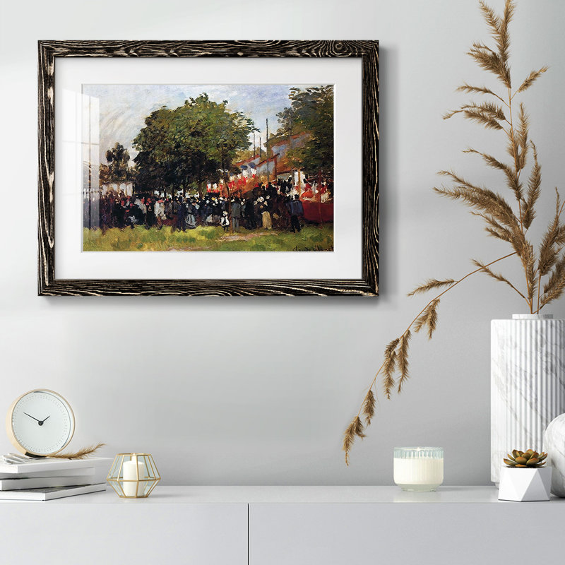 Festival à Argenteuil, 1872 - Reproduction encadrée rustique avec tableau mat, Noir, H 28 po x l 42 po