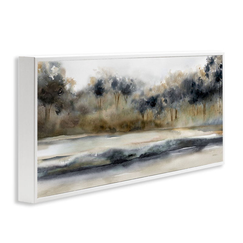 Art abstrait giclée par Carol Robinson, H 13 po x l 30 po x P 1,5 po, Giclée encadrée blanc bord de mer