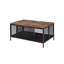Table basse de 41 pouces avec finition chêne antique et base en métal noir, table de salon rectangulaire