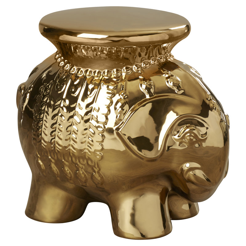 Scarlette Ceramic Accent Stool, Gold
