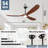 54'' 3-Blade Modern Indoor/Outdoor Ceiling Fan with LED Light & Remote – High CFM Quiet DC Motor, Solid Walnut Wood Propeller Design | Standard Light Kit Included, Ideal for Patio, Coastal & Farmhouse Spaces-1062692211