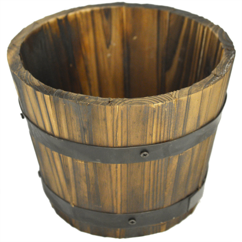 Monahan Wood Barrel Planter, 3