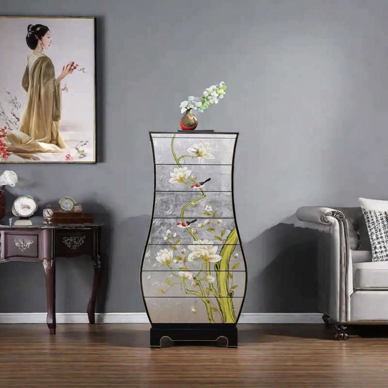 Vase shape painted drawer accent chest