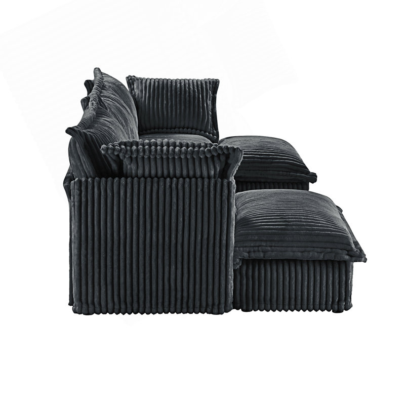 Canapé modulaire en U à siège profond, Velours côtelé gris