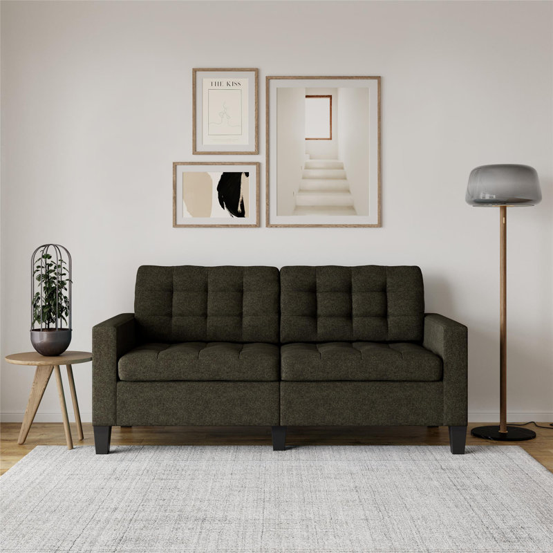 Canapé à accoudoirs carrés 72 po Adelyn, Polyester gris