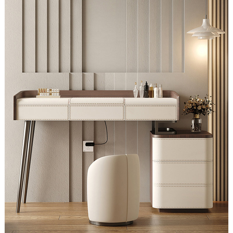 Coiffeuse moderne en acier inoxydable avec armoire à tiroirs pour petits appartements