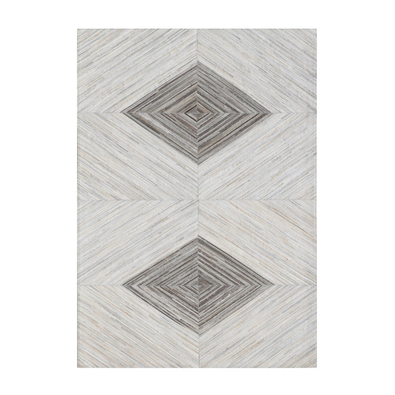 Tapis en cuir de vache et brun, Rectangle 5 pi x 7 pi