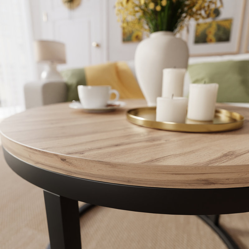 Candance Frame Coffee Table, Black, Wotan Oak