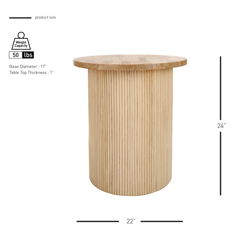 Dashad Rattan Side/End Table W/ Wood Top