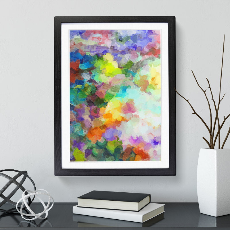 In Love Abstract - Single Picture Frame Painting, Black Framed, 64cm H x 46cm W x 2cm D