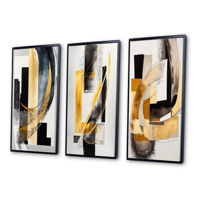 «Glam Art Deco Abstract», 3 pièces sur toile