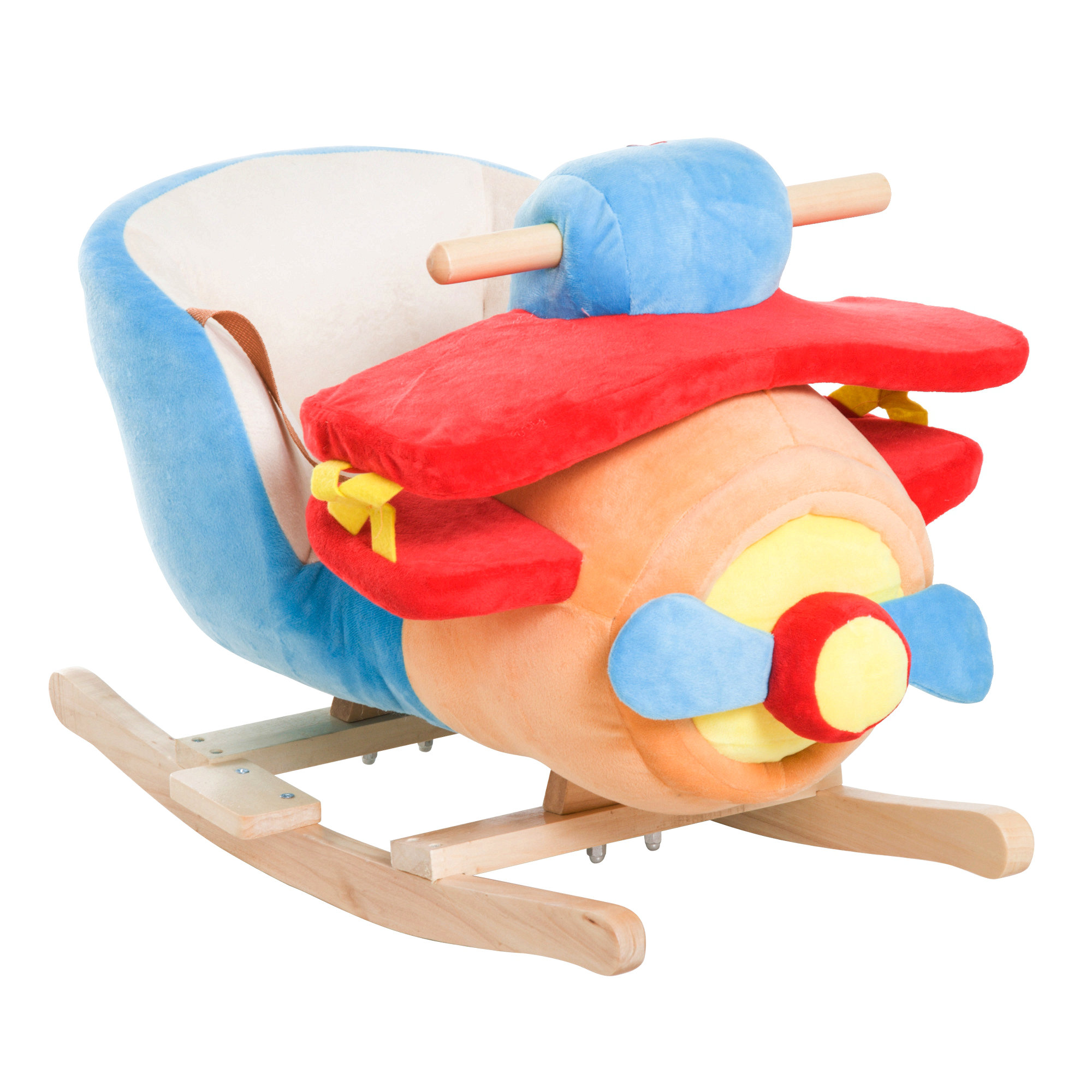 Ophelia & Co. Kids Rocking Horse, Wooden Plush Ride-On Plane Chair Toy ...