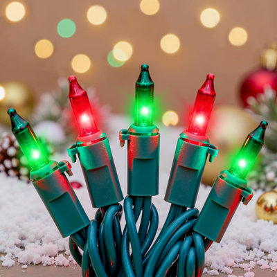 Red And Green Christmas Lights 13 Ft 50 Count Incandescent Mini String Lights Waterproof Outdoor Indoor Xmas Tree Patio Home Party Garden Yard Decor