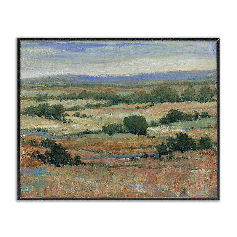 Art giclée sur un paysage traditionnel de terre ferme par Tim Ottoole, H 11 po x l 14 po, Giclée encadrée noir minuit