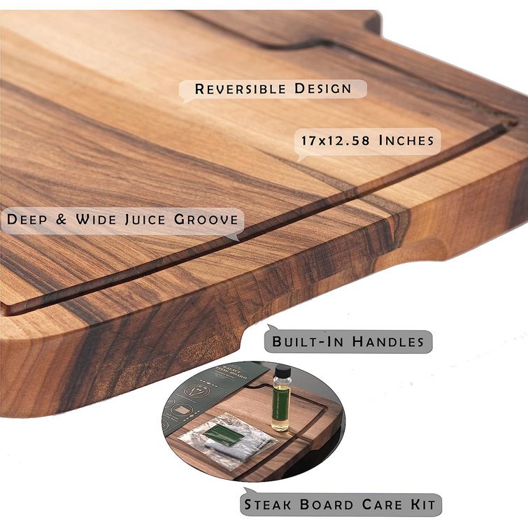 Multi-Functional Thick Wooden Chopping Board w/ Non-Slip Handle