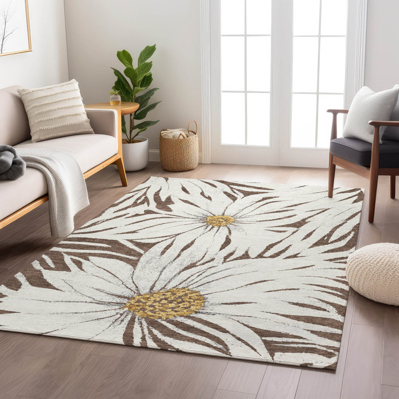 Machine Washable Indoor/Outdoor Oliveras ACN2263 Floral Rug, Rectangle 8' x 10'