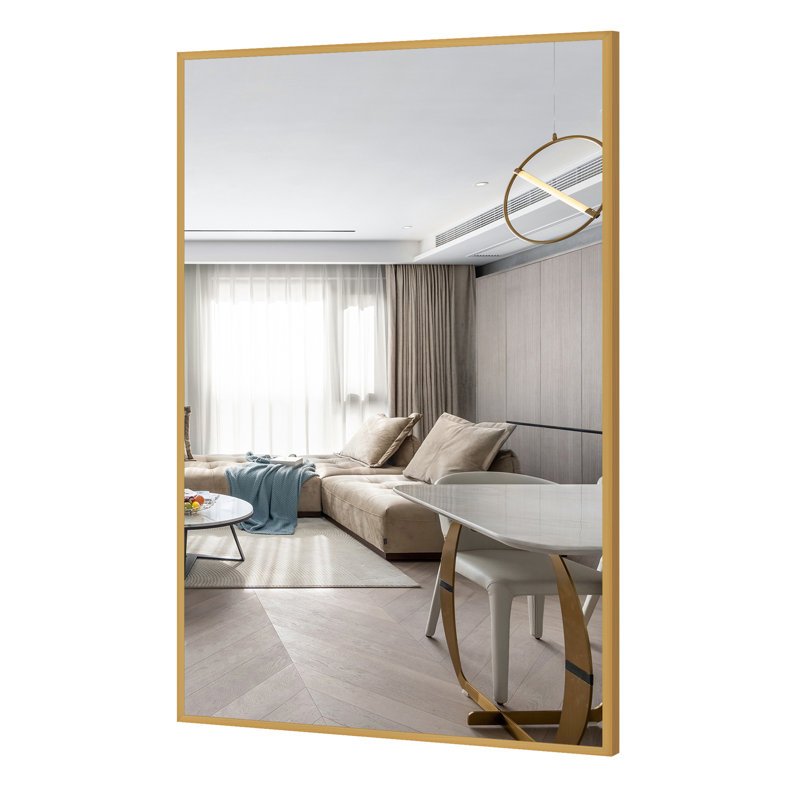 Talma Wood Flat Mirror, 36" H x 24" W, Gold