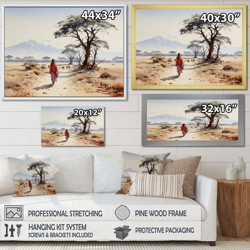 Art africain sur toile, reproduction de portrait nomade - African Nomadic Wanderer I, H 24 po x l 32 po x P 1 po