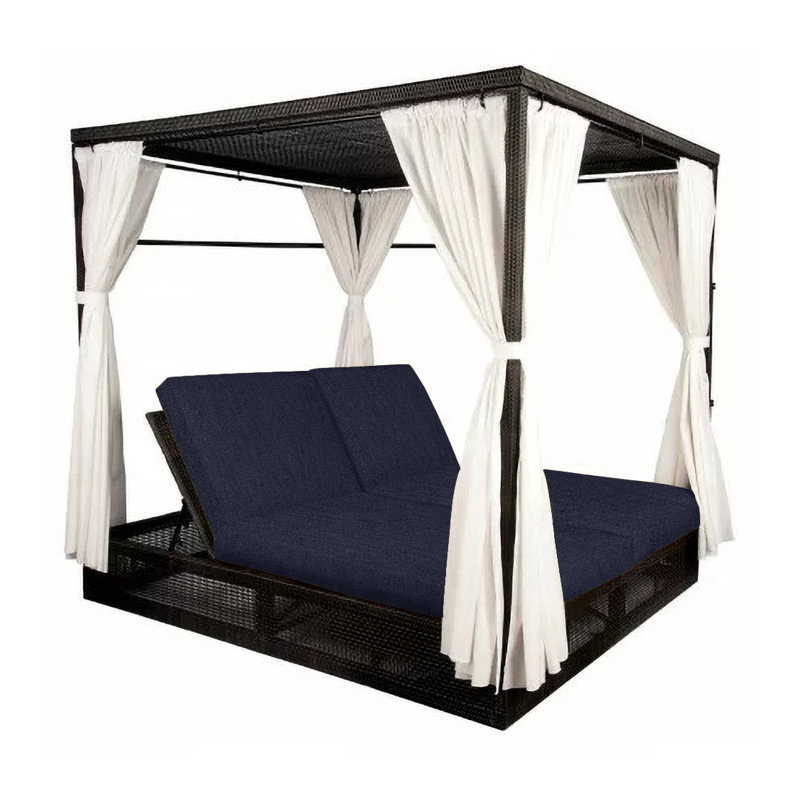 Montecito 74.5 " W Straight Wicker Patio Daybed with Cushions, Canvas Navy Sunbrella® Canvas