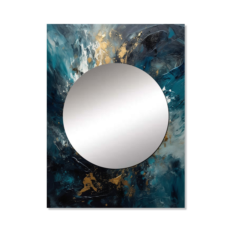 «Jourdin Blue Gold Transcendent Liquide II», miroir décoratif en marbre, miroir mural moderne, impression d'art en métal